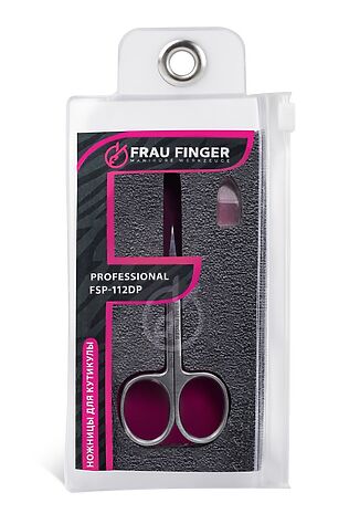 KRISTALLER Frau Finger Ножницы маникюрные для кутикулы изогнутые / Professional FSP-112DP, матовые, ручная заточка, 9 см #1110650