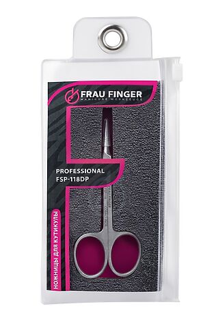 KRISTALLER Frau Finger Ножницы маникюрные для кутикулы изогнутые / Professional FSP-118DP, матовые, ручная заточка, 10 см #1110651
