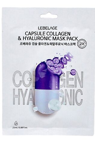 KRISTALLER Lebelage Тканевая маска для лица c коллагеном и гиалуроновой кислотой / Capsule Collagen & Hyaluronic Mask Pack, 25 мл #1110669