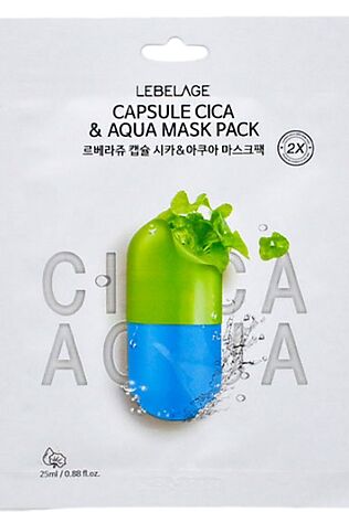 KRISTALLER Lebelage Тканевая маска для лица c центеллой и аква-компонентами / Capsule Cica & Aqua Mask Pack, 25 мл #1110674