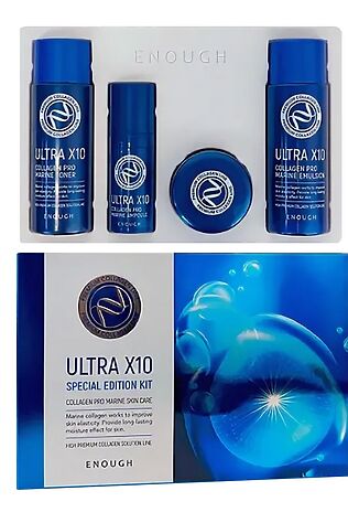 KRISTALLER Enough Набор для лица с коллагеном / Premium Ultra X10 Special Edition Kit 4 Set, 55 мл x 2, 10 мл, 20 мл #1110799