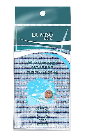KRISTALLER La Miso Массажная мочалка для тела, средняя жесткость, голубой #1110876