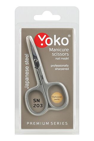KRISTALLER YOKO Ножницы маникюрные для ногтей изогнутые / Premium Series SN 203, матовые, ручная заточка, 9 см #1111017