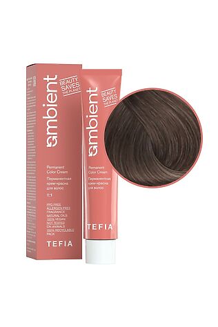 KRISTALLER TEFIA  Ambient 7.18 Перманентная крем-краска для волос / Блондин пепельно-коричневый, 60 мл #1112402