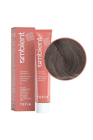 KRISTALLER TEFIA  Ambient 8.11 Перманентная крем-краска для волос / Светлый блондин интенсивный пепельный, 60 мл #1112405