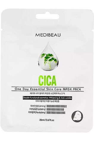 KRISTALLER MEDIBEAU Маска тканевая для лица с экстрактом центеллы / One Day Essential Skin Care Mask Pack Cica, 20 мл #1118761
