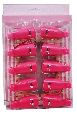KRISTALLER Nail Art Зажим-прищепка для снятия искусственных покрытий, 10 шт/уп, розовый #1119385