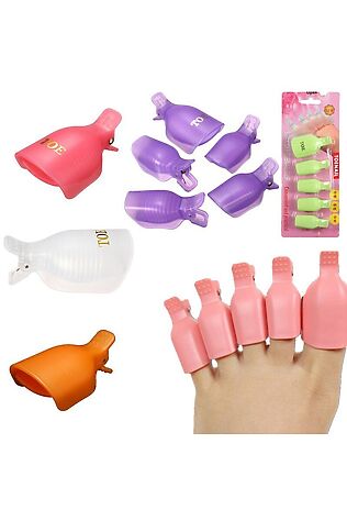 KRISTALLER Nail Art Зажим-прищепка педикюрная для снятия искусственных покрытий/белые (5шт/уп.) #1119395