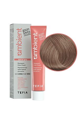 KRISTALLER TEFIA  Ambient 9.810 Перманентная крем-краска для волос / Очень светлый блондин коричнево-пепельный для седых волос, 60 мл #1123808