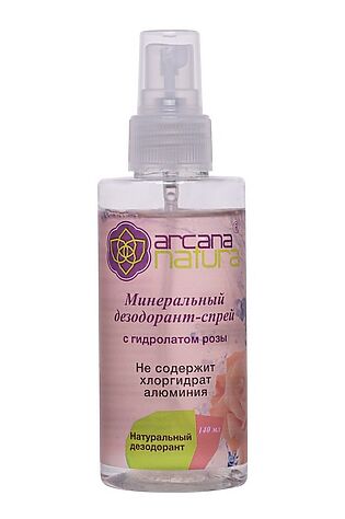 KRISTALLER Arkana Natura Минеральный дезодорант-спрей с гидролатом розы, 140 мл #1124109