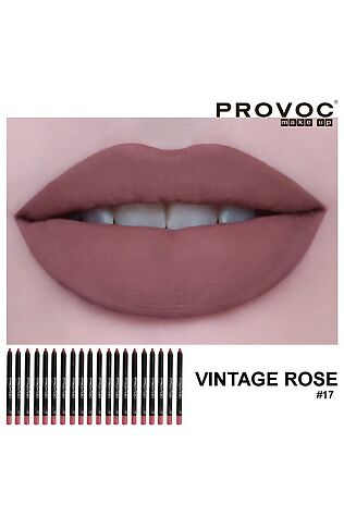 KRISTALLER Provoc Гелевый карандаш-подводка для губ водостойкий / Semi Permanent Gel Eye Liner Filler №17 Vintage Rose, коричнево-малиновый #1124435