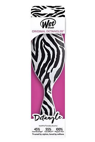 KRISTALLER Wet Brush Расческа для спутанных волос / Original Detangler Safari Zebra BWR830SAFZE, черно-белый #1124449
