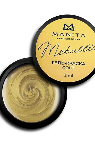 KRISTALLER Manita Professional Гель-краска для ногтей с липким слоем / Metallic Gold, 5 мл #1130096