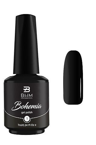 KRISTALLER BHM Professional Гель-лак для ногтей / Extra black 001, 7 мл #1130489