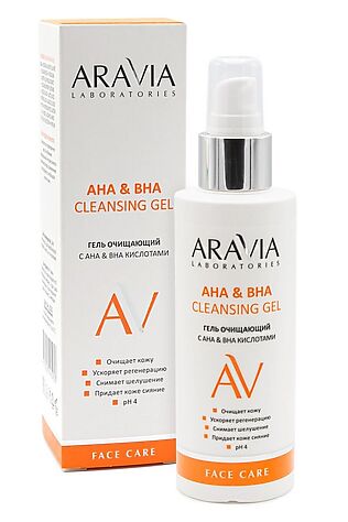 KRISTALLER Aravia Laboratories Гель очищающий для лица с АНА и ВНА кислотами / AHA&BHA Cleansing Gel, 150 мл #1135596