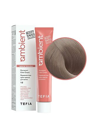 KRISTALLER TEFIA  Ambient 1018 Перманентная крем-краска для волос / Специальный блондин пепельно-коричневый, 60 мл #1136682