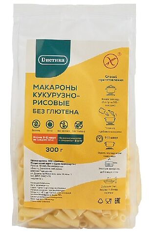 ЭКО-ПРОДУКТЫ Макароны Трубочка кукурузно-рисовая 'Диетика' 300г #1136938