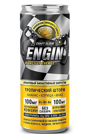 ЭКО-ПРОДУКТЫ Напиток энергетический «Тропический шторм» Ананас+Корица+Мака 330 мл #1136974