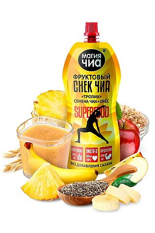ЭКО-ПРОДУКТЫ Фруктовый снек Чиа 'Тропик', Магия Чиа дой-пак, 200г #1136999