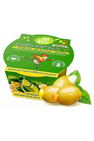 ЭКО-ПРОДУКТЫ Оливки Коктейль №1 в пряном маринаде, б\косточки 150г #1137008