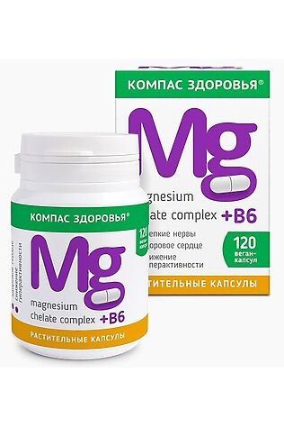 ЭКО-ПРОДУКТЫ Магнезиум хелат комплекс + B6 120капс #1175867
