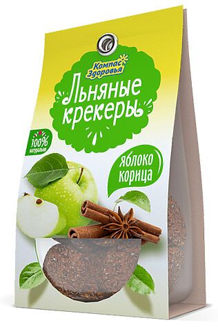 ЭКО-ПРОДУКТЫ Крекеры льняные с яблоком и корицей 50г #1179440
