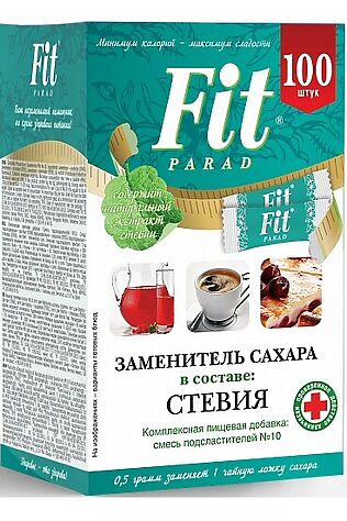 ЭКО-ПРОДУКТЫ ФитПарад № 10 - 100г эритрит, сукралоза, стевиозид 100шт САШЕ #1180103