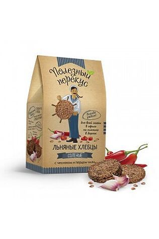 ЭКО-ПРОДУКТЫ Хлебцы льняные с чесноком и перцем чили 100г #1182330