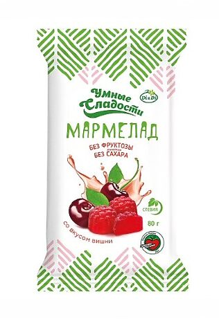 ЭКО-ПРОДУКТЫ Мармелад 'УмСладости' формовой на стевии со вкусом вишни 80г #1182641