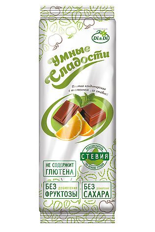 ЭКО-ПРОДУКТЫ Плитка шоколадная 'УмСладости' с апельсином без сахара 90г #1183429