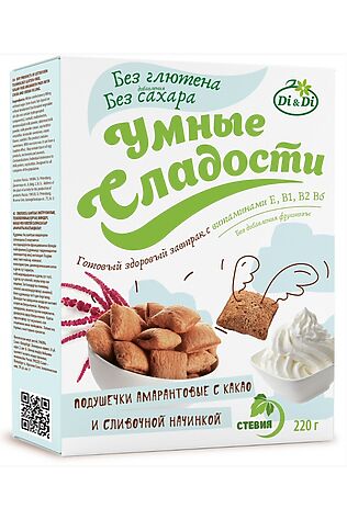 ЭКО-ПРОДУКТЫ Подушечки амарантовые 'УмСладости' какао и сливочной начинкой 220г #1183431