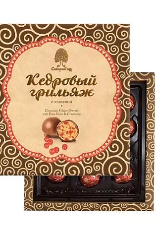 ЭКО-ПРОДУКТЫ Конфеты 'Кедровый грильяж' с клюквой в шоколадной глазури 120г #1183480