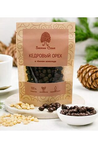 ЭКО-ПРОДУКТЫ Ядро кедрового ореха в темном шоколаде крафт 60г #1183516