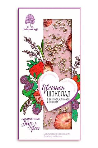 ЭКО-ПРОДУКТЫ Шоколад цветной (белый) с Ежевикой, клубникой и вереском 100г #1183548