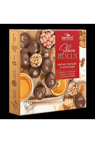 ЭКО-ПРОДУКТЫ Конфеты 'Shoco Rolls' с арахисом, изюмом, цукаты апельсина и медом 135г #1183563