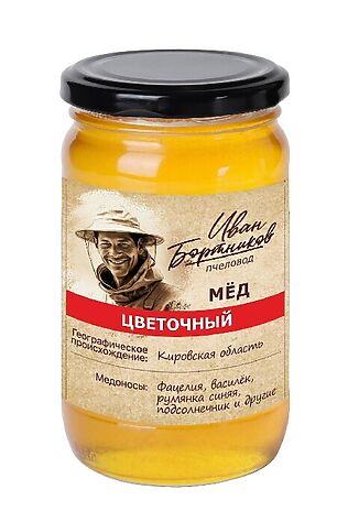ЭКО-ПРОДУКТЫ Мёд 'Бортников' Цветочный, ст.банка 500г #1183926