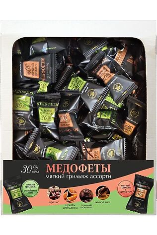 ЭКО-ПРОДУКТЫ Конфеты 'Медофеты' мягкий грильяж ассорти, телевизор 750г #1183948