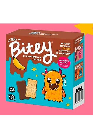 ЭКО-ПРОДУКТЫ Печенье Bitey с глазурью 'Банан' безглютеновое 125г #1184009