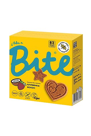 ЭКО-ПРОДУКТЫ Печенье Bite 'Клубника-кокос' ш/б 115г #1184300