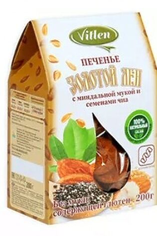 ЭКО-ПРОДУКТЫ Печенье рисовое с миндальной мукой и чиа 'Золотой Лён' 200г #1184387