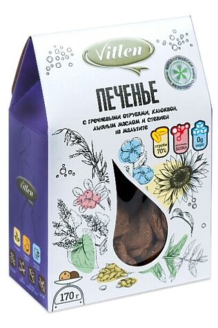 ЭКО-ПРОДУКТЫ Печенье пшениченое гречневыми отрубями, клюквой на мальтите и стевии 170г #1184389