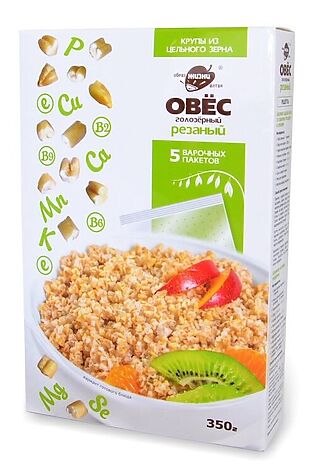 ЭКО-ПРОДУКТЫ Крупа овёс голозёрный резаный в варочных пакетах 350г #1184415