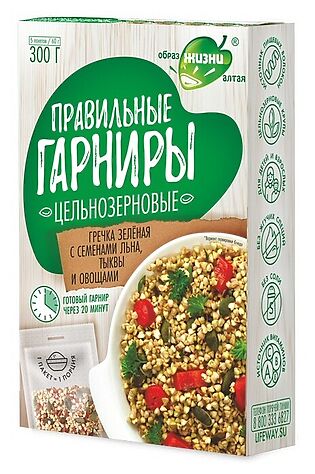 ЭКОПРОДУКТЫ Гречка зеленая с семенами льна, тыквы и овощами 300г #1184418