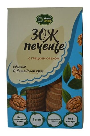ЭКО-ПРОДУКТЫ Печенье овсяное ЗОЖ с грецким орехом 150г #1184432