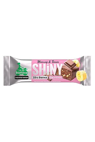 ЭКО-ПРОДУКТЫ Батончик протеиновый Shiny Шоколад и Банан с коллагеном, глазурь 40г #1185047