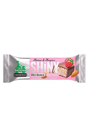ЭКО-ПРОДУКТЫ Батончик протеиновый Shiny Малина и Миндаль с коллагеном, глазурь 40г #1185050