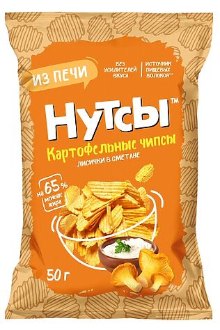 ЭКО-ПРОДУКТЫ Чипсы картофельные Лисички в сметане 'Нутсы' 50г #1185151