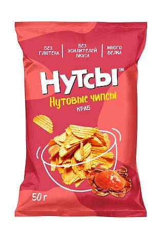 ЭКО-ПРОДУКТЫ Чипсы нутовые Краб 'Нутсы' безглютеновые 50г #1185153