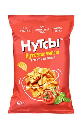 ЭКО-ПРОДУКТЫ Чипсы нутовые Томат и Базилик 'Нутсы' безглютеновые 50г #1185158