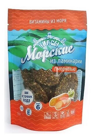 ЭКО-ПРОДУКТЫ Чипсы из ламинарии 'Морские' с морковью  90г #1185171